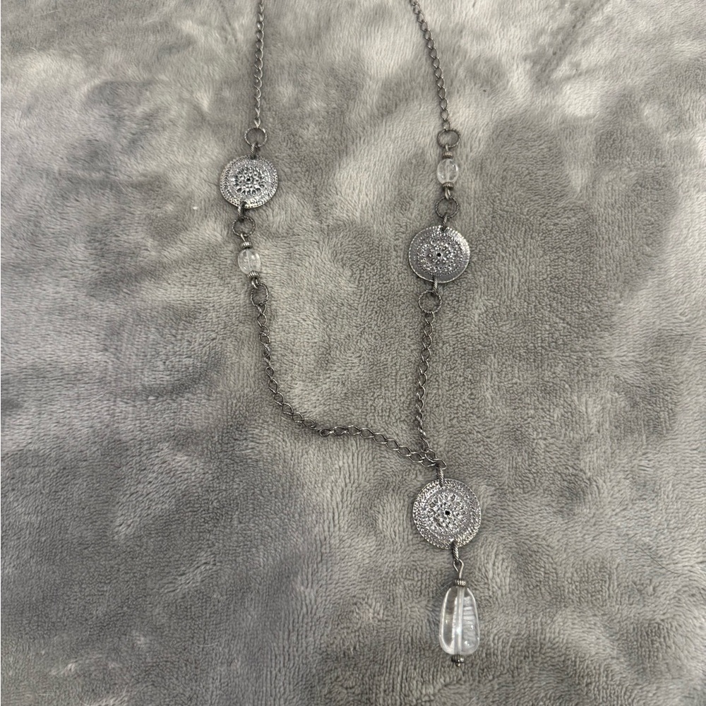 Silpada Silver and White Necklace with Y-Drop Design